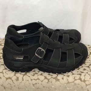 Keen Black Adjustable Leather Sandal Shoes Sz 7 Mint